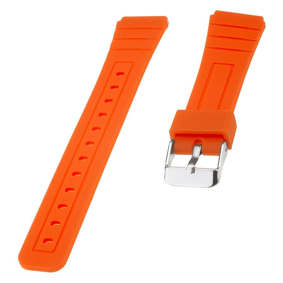 Casio F91 Uyumlu 18X16mm Turuncu Silikon Saat Kordonu S02F91W-T