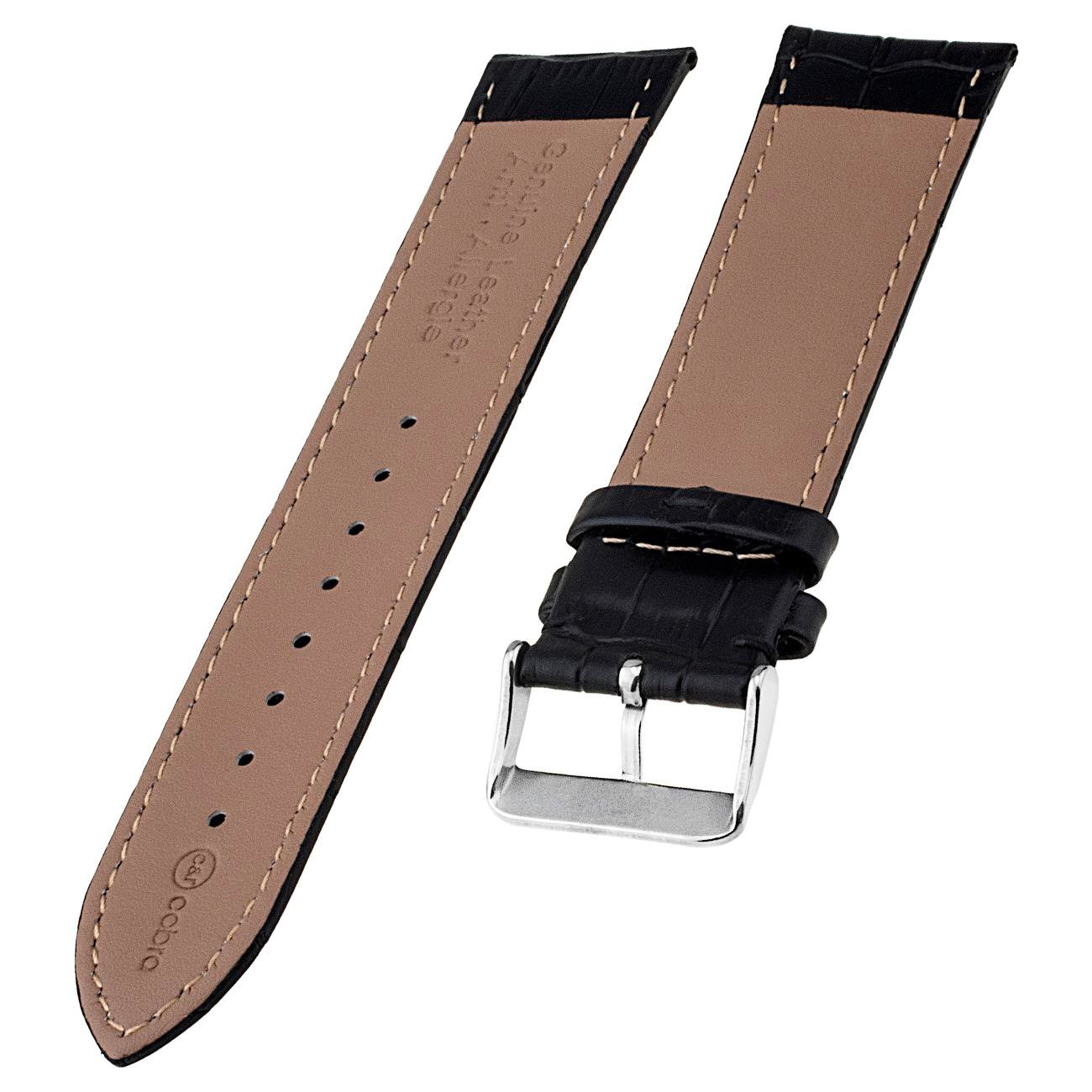 Cobra L04EVXXL-B Krokodil Desen Ekstra Uzun Boy Hakiki Deri Saat Kordonu