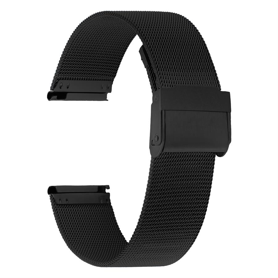 Cobra M16IH-B İnce Hasır Siyah Renk Paslanmaz Çelik Saat Kordonu