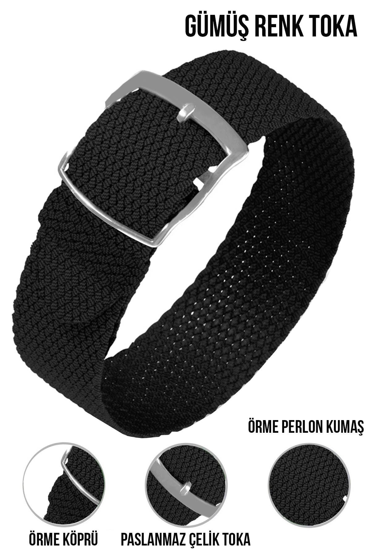 Cobra örme Kumaş N32PRL-B Perlon Saat Kordonu