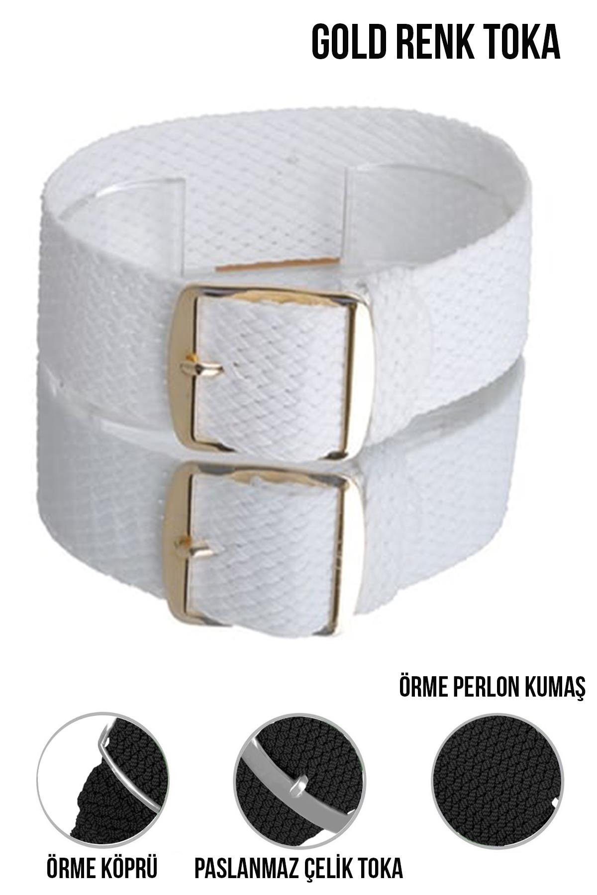 Cobra örme Kumaş N32PRL-W Perlon Saat Kordonu