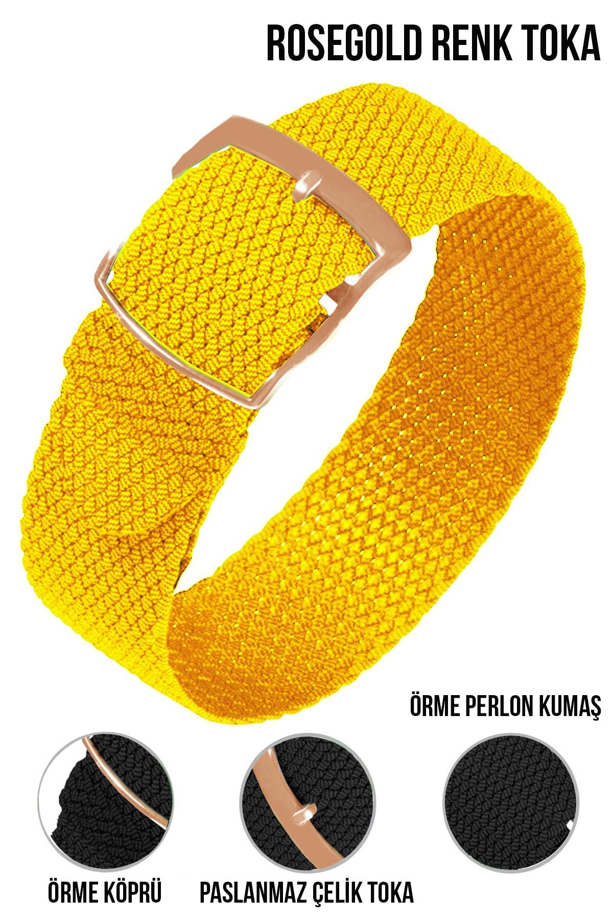 Cobra örme Kumaş N32PRL-Y Perlon Saat Kordonu