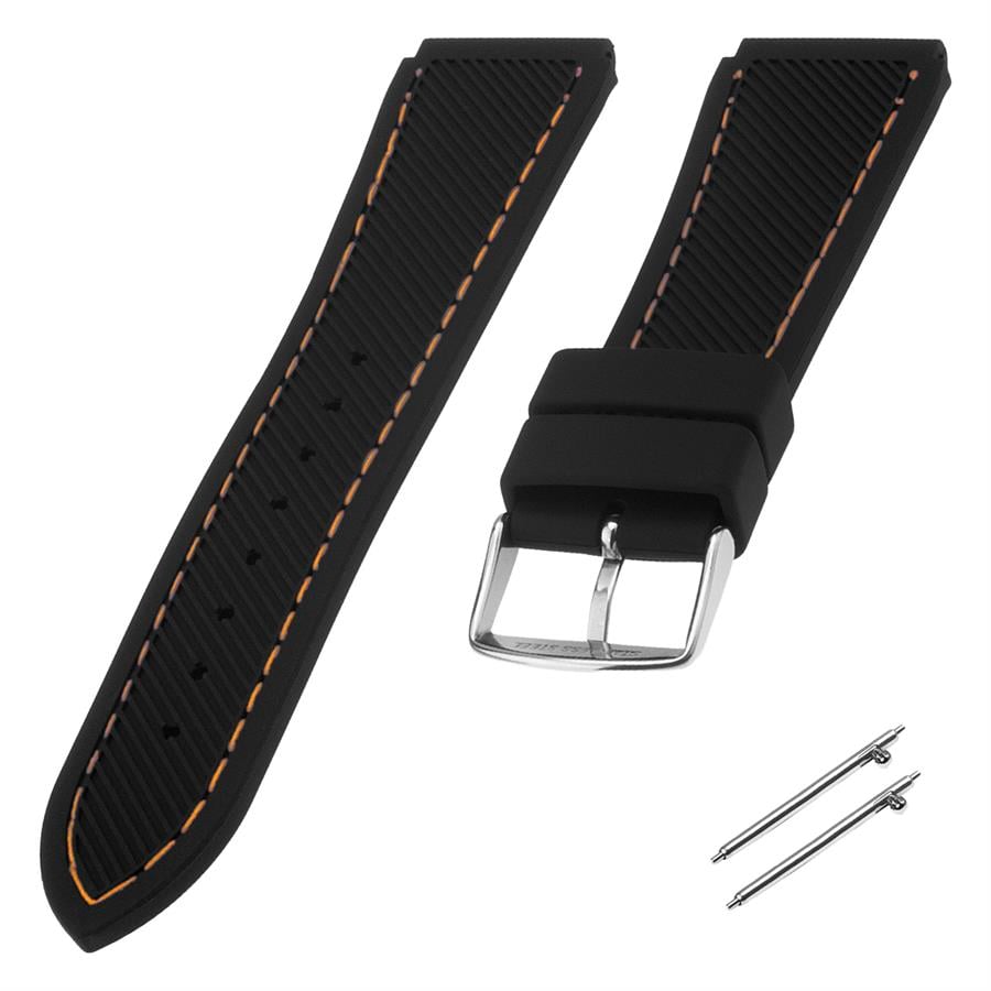 Cobra R14013-BT Siyah Renk Turuncu Dikişli Kauçuk Saat Kordonu