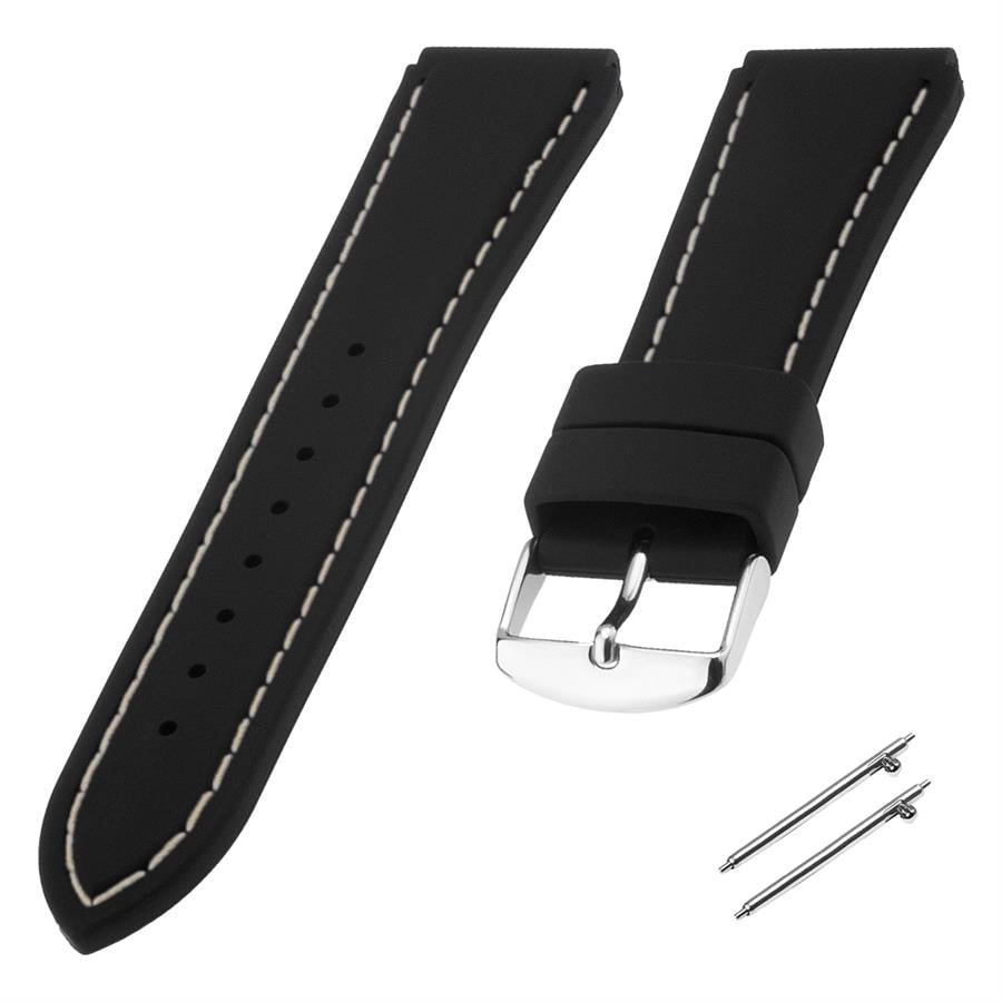 Cobra R14013-BW Dikişli Kauçuk Saat Kordonu