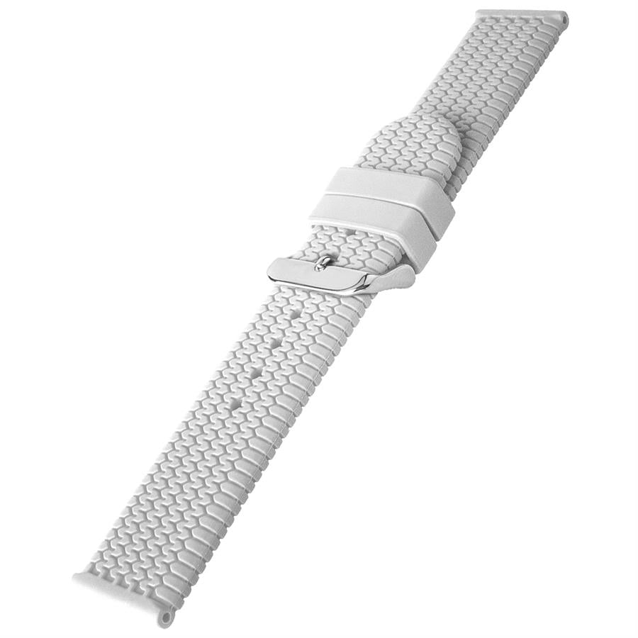 Cobra R14026-W Beyaz Renk Lastik Desen Kauçuk Saat Kordonu