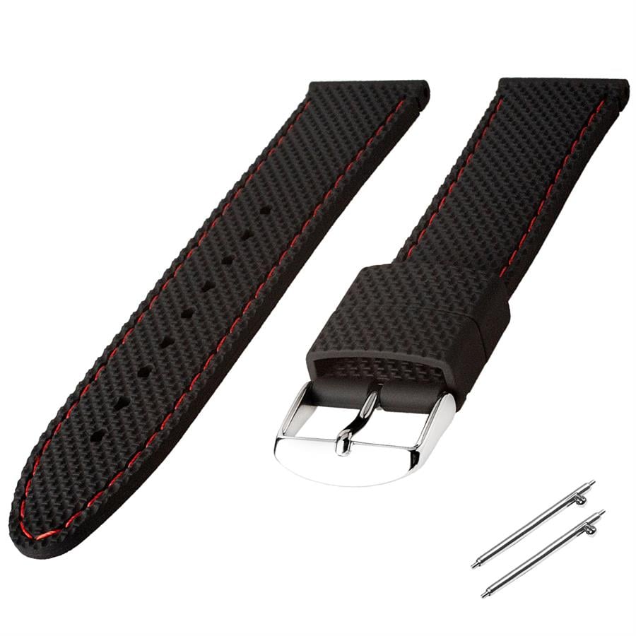 Cobra R14067-BR Siyah Renk Dikişli Kauçuk Saat Kordonu