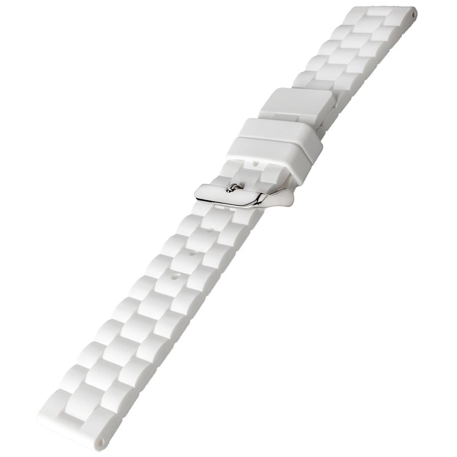 Cobra R14088-W Beyaz Renk Bakla Desen Kauçuk Saat Kordonu