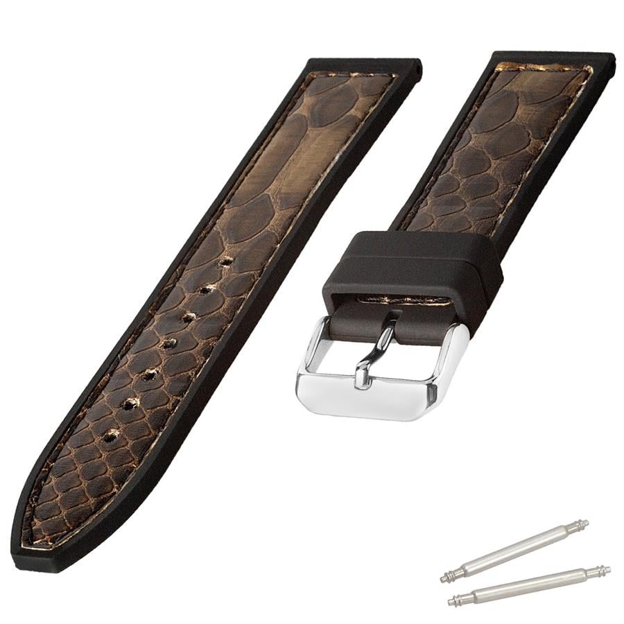 Cobra R14093-BG Piton Desen Deri ve Kauçuk Lamine  Saat Kordonu