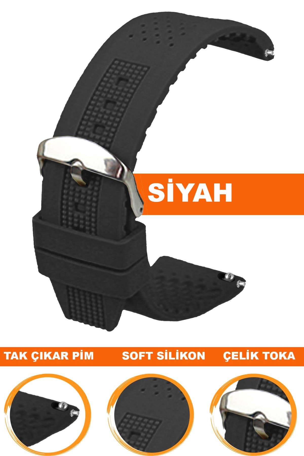 Cobra S01A16-B Siyah Silikon Saat Kordonu