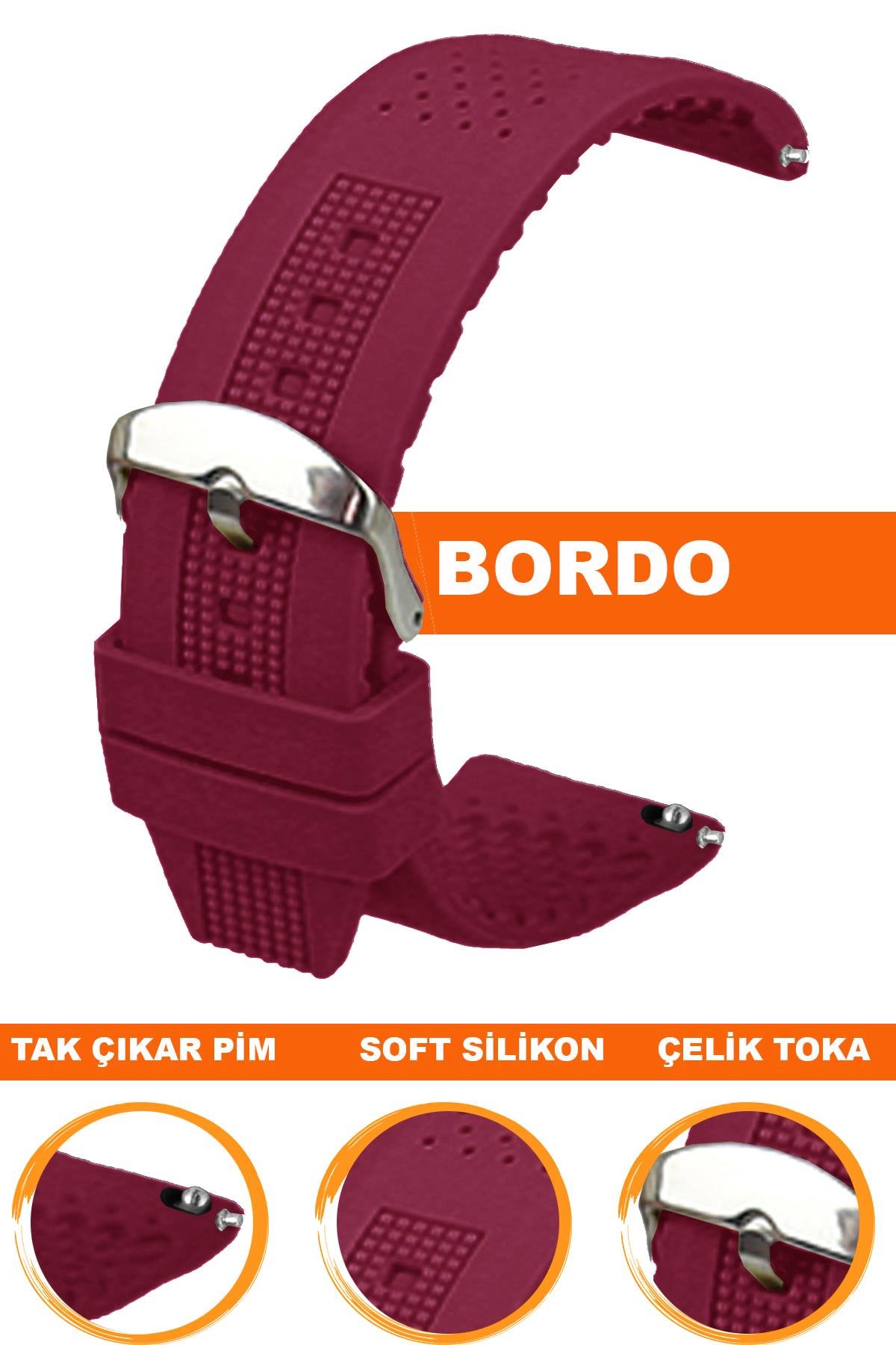 Cobra S01A16-BR Bordo Silikon Saat Kordonu