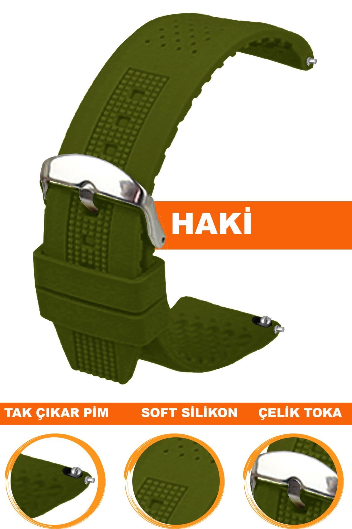 Cobra S01A16-DG Haki Silikon Saat Kordonu