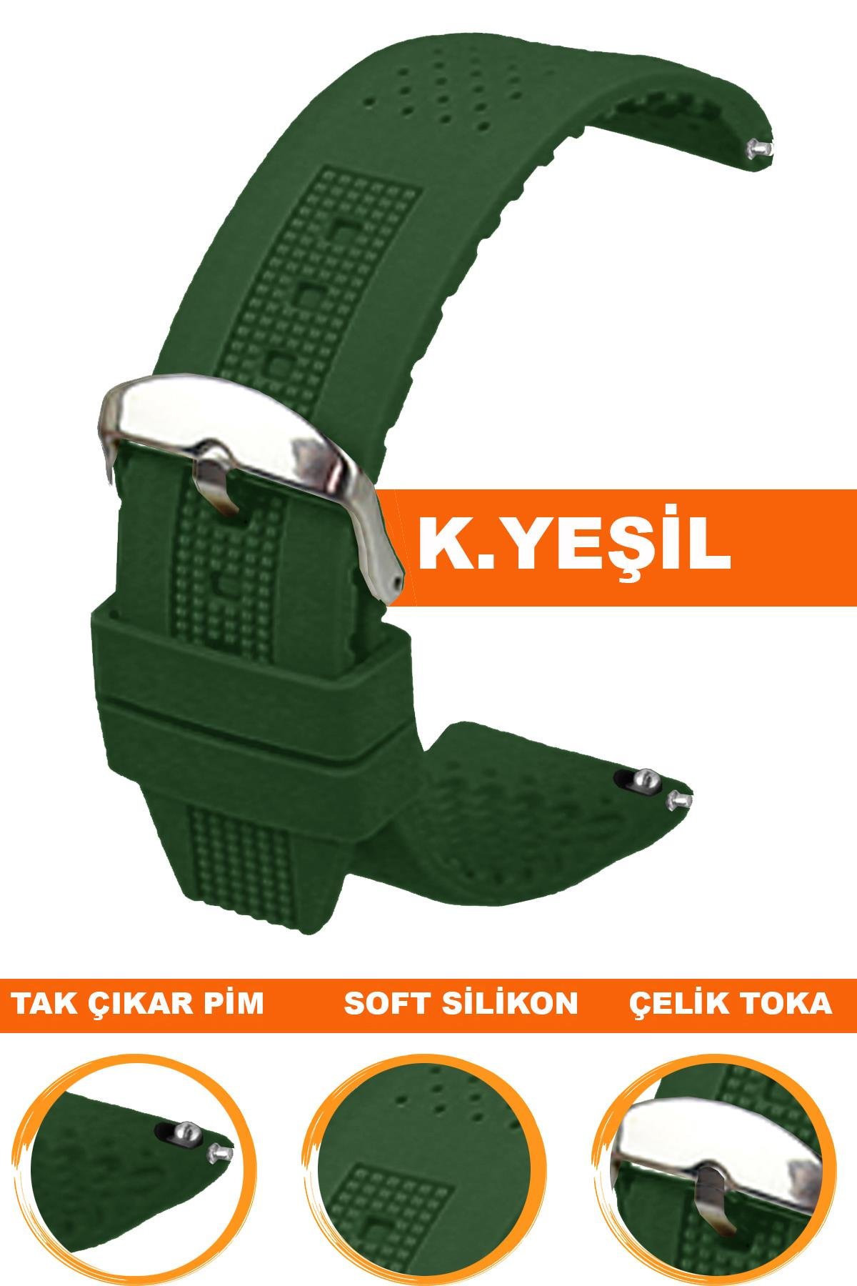 Cobra S01A16-G Yeşil Silikon Saat Kordonu