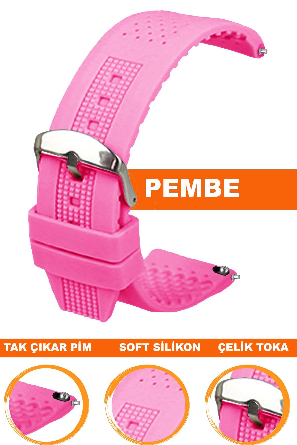 Cobra S01A16-P Pembe Silikon Saat Kordonu