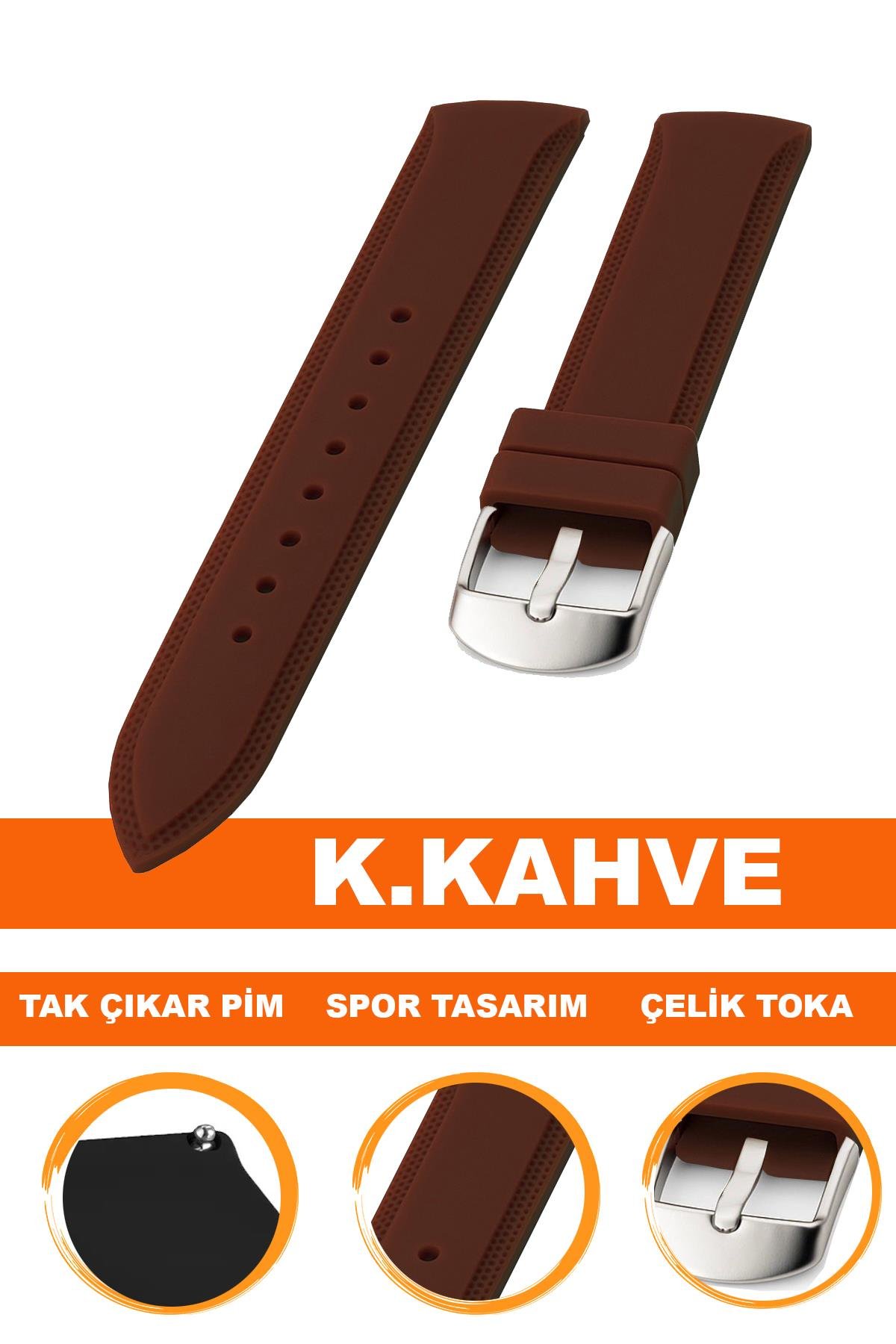 Cobra S01A18-K Kahverengi Silikon Saat Kordonu