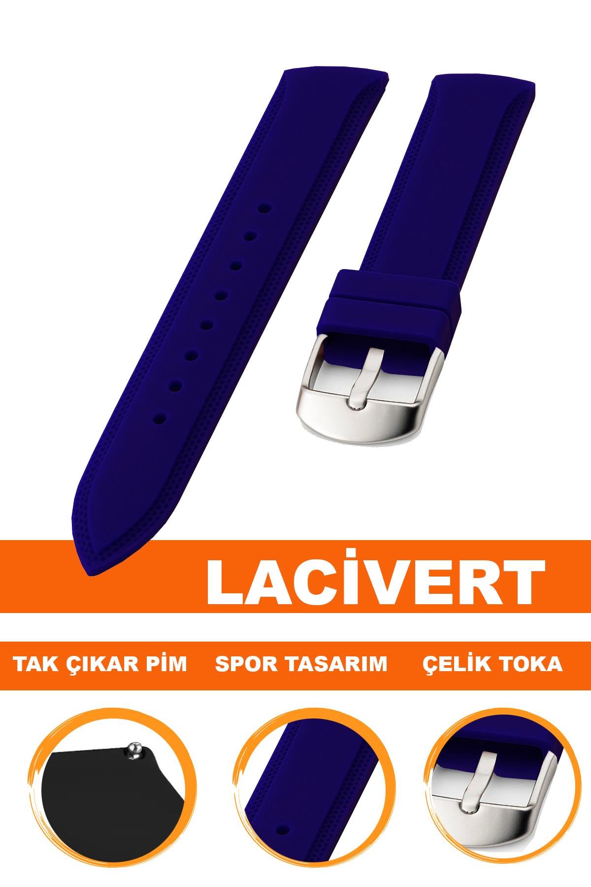 Cobra S01A18-L Lacivert Silikon Saat Kordonu