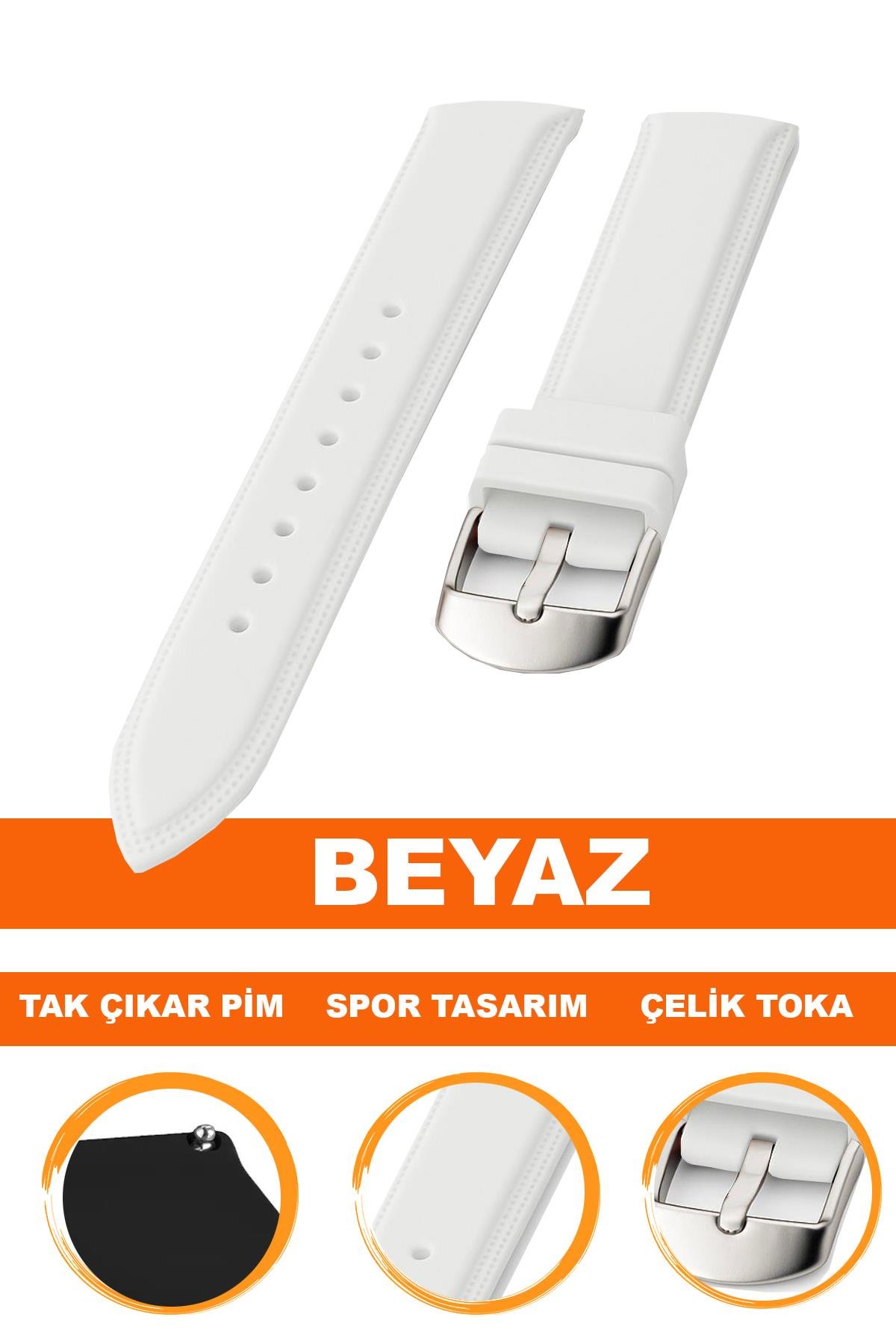 Cobra S01A18-W Beyaz Silikon Saat Kordonu