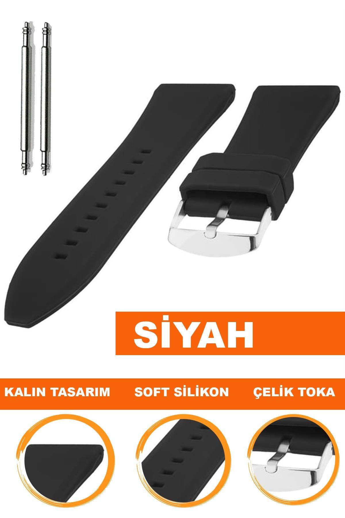 Cobra S01A36-B Siyah Silikon Saat Kordonu