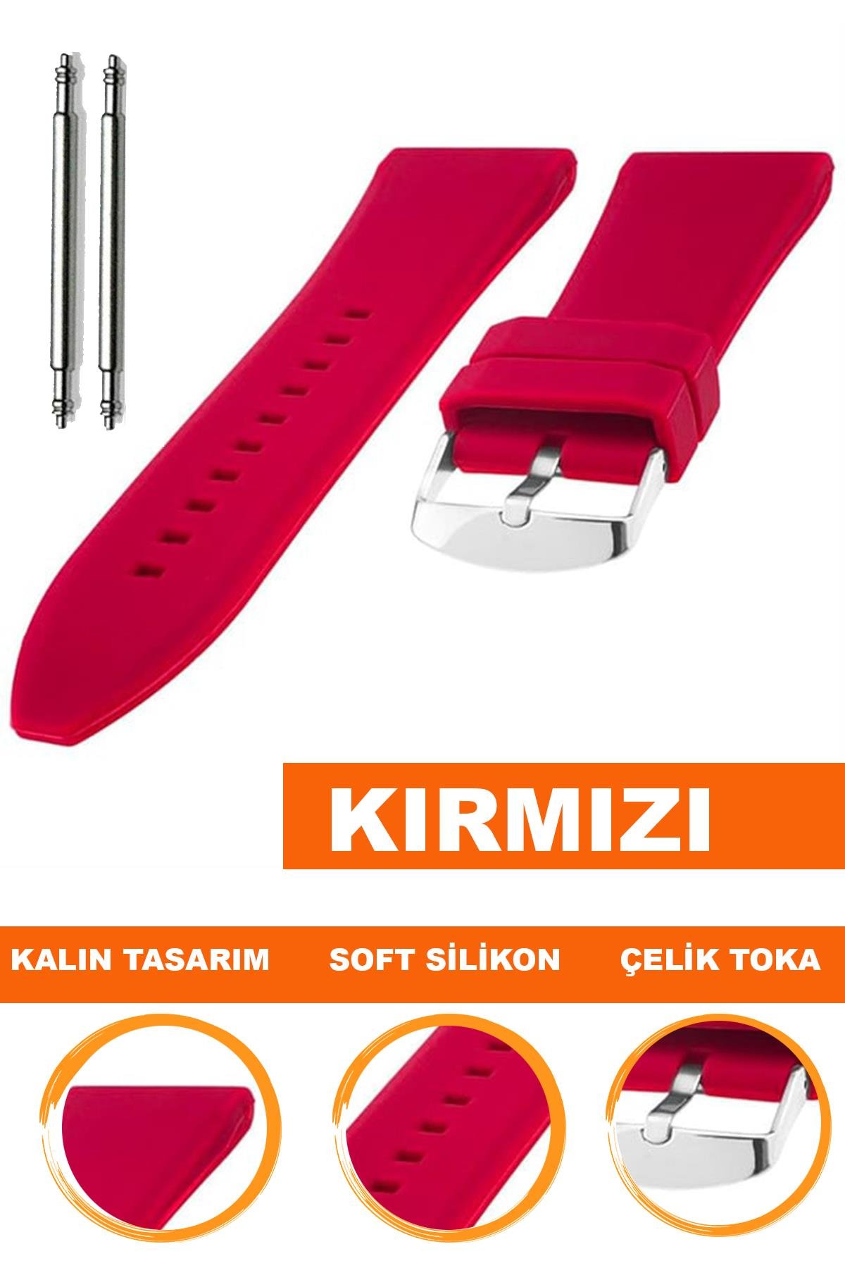 Cobra S01A36-R Kırmızı Silikon Saat Kordonu