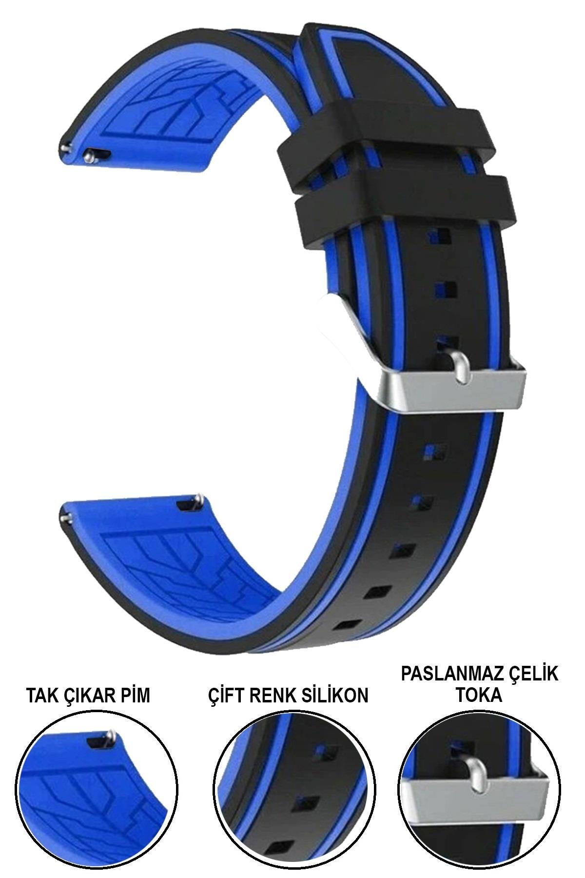 Huawei Watch Gt Gt2 Gt3 Gt4 Gt5 Uyumlu Çift Renk Silikon Saat Kordonu Kayışı