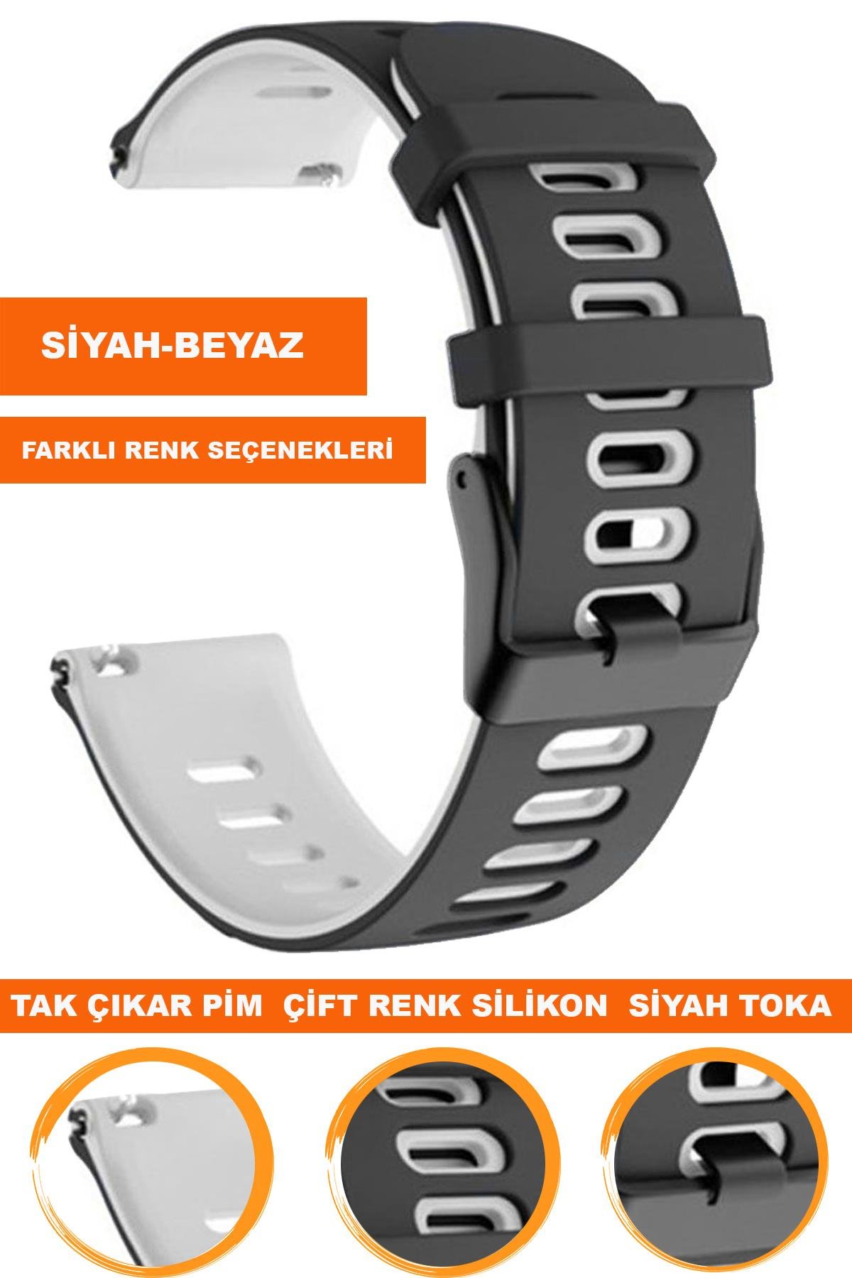 Huawei Watch Gt Gt2 Gt3 Gt4 Gt5 Uyumlu Çift Renk Silikon Saat Kordonu Kayışı