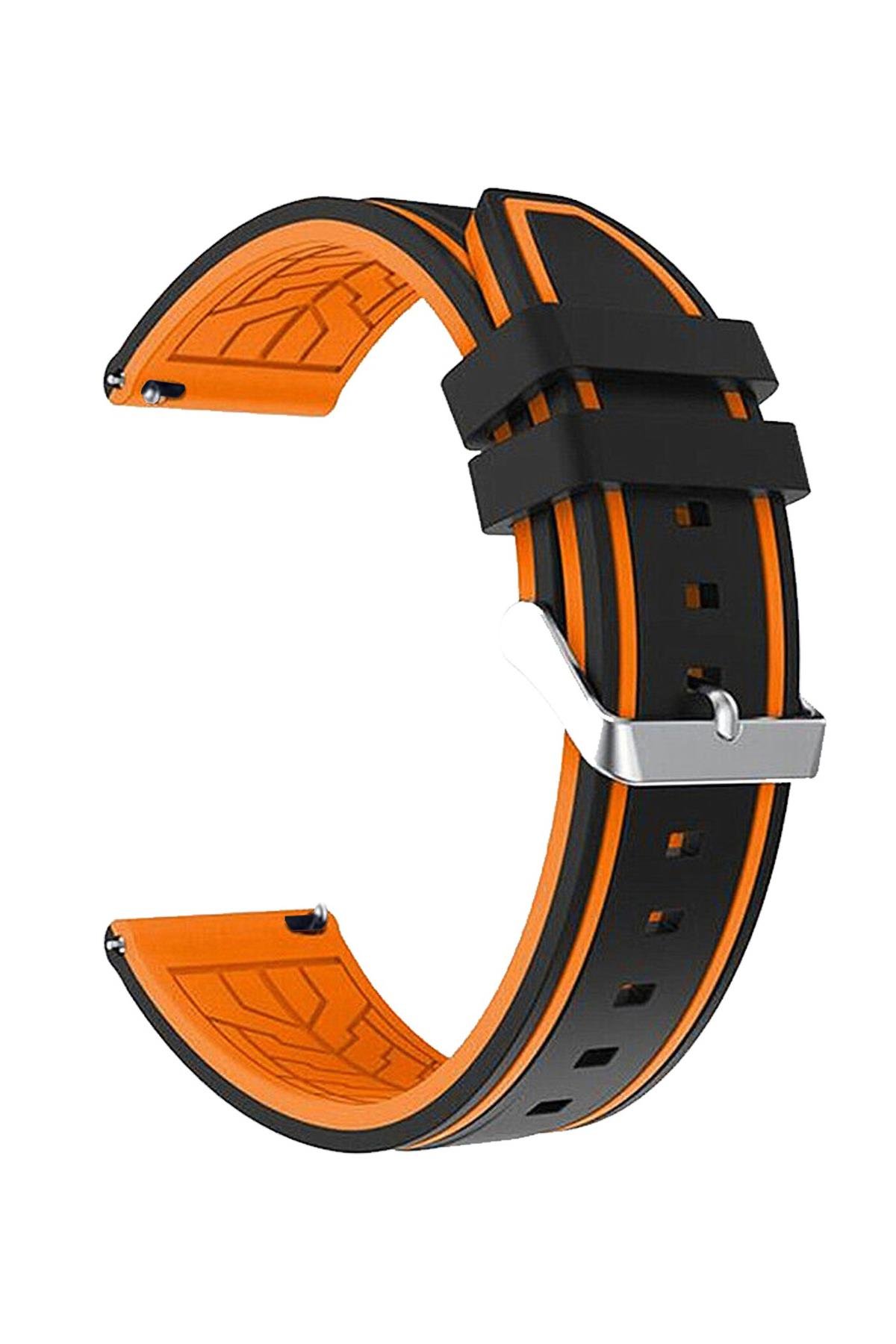 Samsung Gear S3 / Samsung Galaxy Watch 4 5 6 7 / 40 42 43 44 46 47mm Classic Çift Renk Silikon Saat Kordonu Kayışı