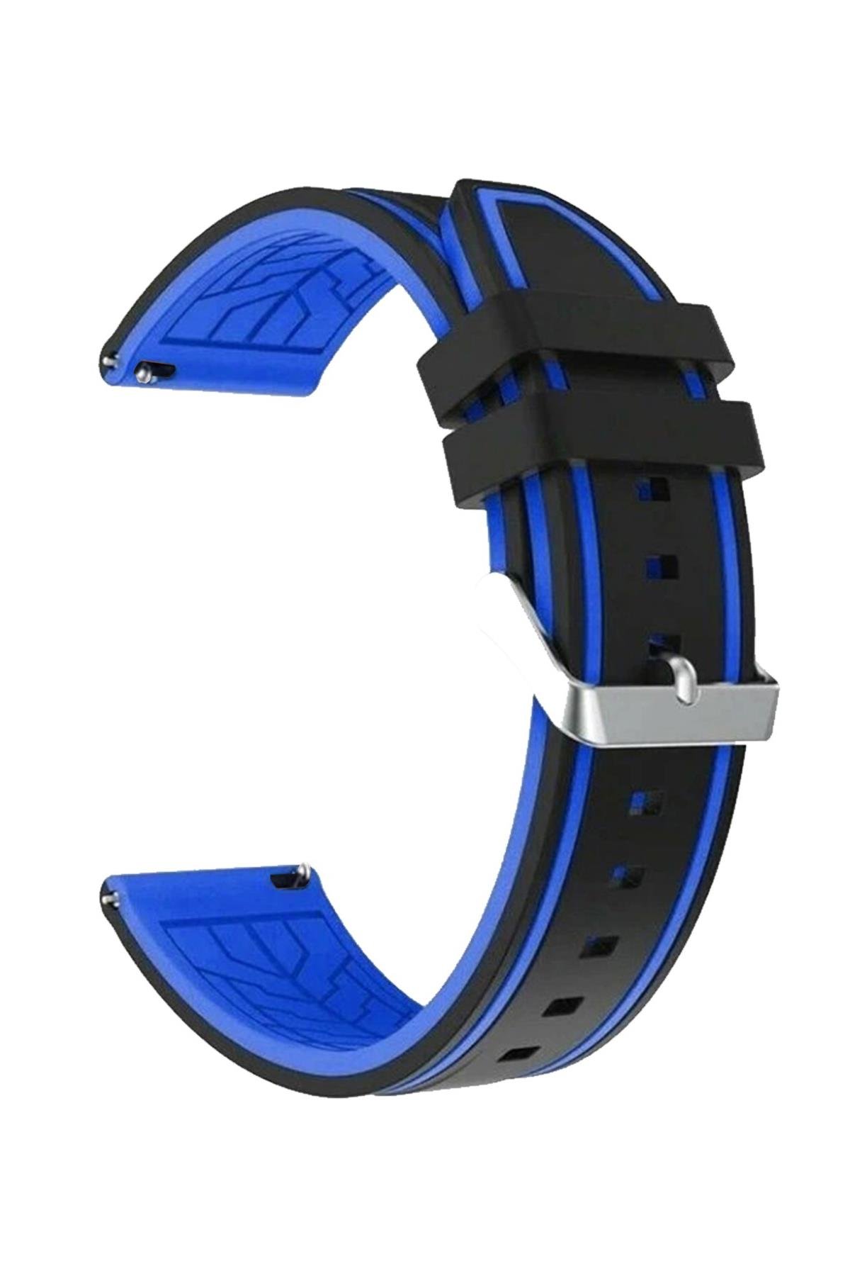 Samsung Gear S3 / Samsung Galaxy Watch 4 5 6 7 / 40 42 43 44 46 47mm Classic Çift Renk Silikon Saat Kordonu Kayışı