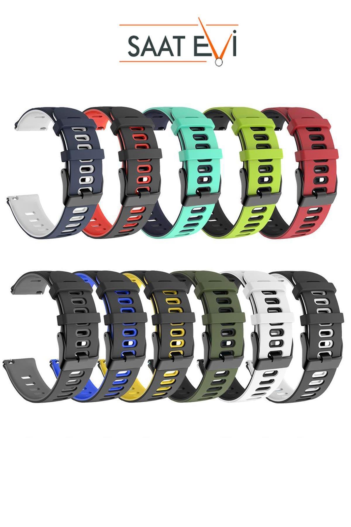 Samsung Gear S3 / Samsung Galaxy Watch 4 5 6 7 / 40 42 43 44 46 47mm Classic Çift Renk Silikon Saat Kordonu Kayışı