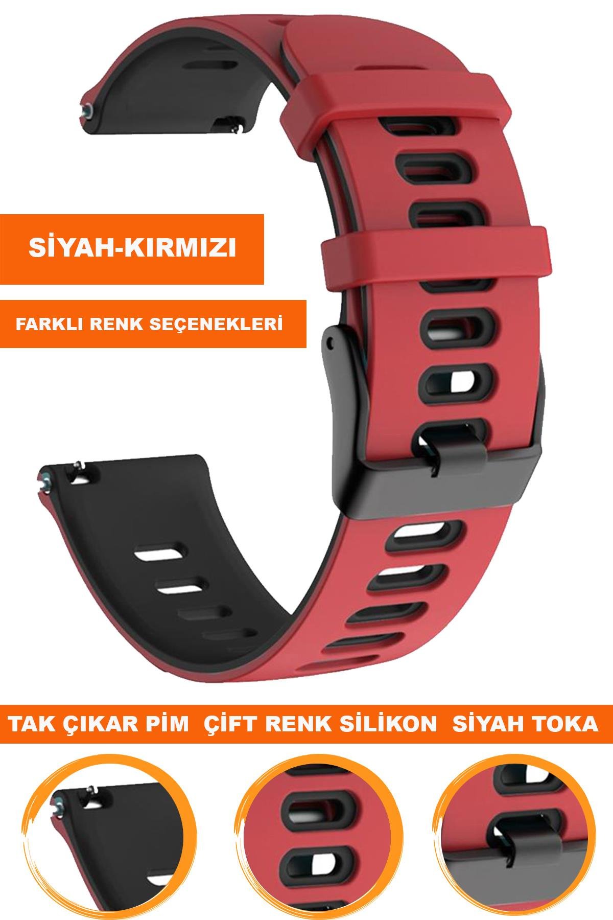 Samsung Gear S3 / Samsung Galaxy Watch 4 5 6 7 / 40 42 43 44 46 47mm Classic Çift Renk Silikon Saat Kordonu Kayışı