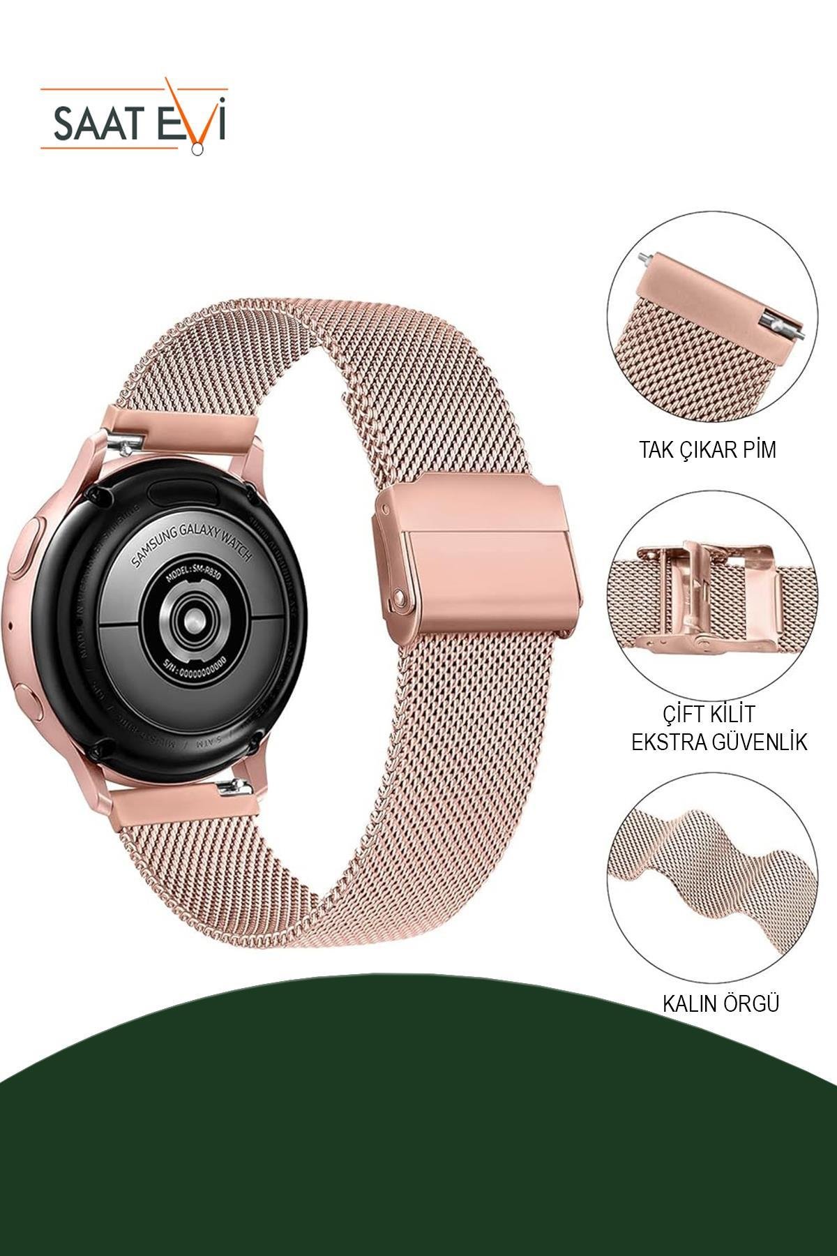 Samsung Gear S3 / Samsung Galaxy Watch 4 5 6 7 / 40 42 43 44 46 47mm Classic Uyumlu Paslanmaz Çelik Kalın Örgü Hasır Saat Kordonu Kayışı