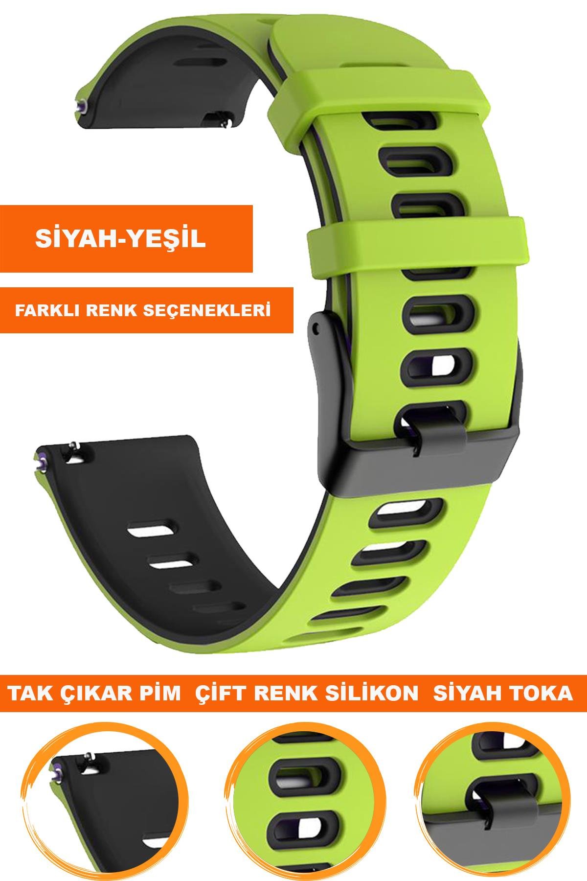 Samsung Gear S3 / Samsung Galaxy Watch 4 5 6 7 / 40 42 43 44 46 47mm Classic Çift Renk Silikon Saat Kordonu Kayışı