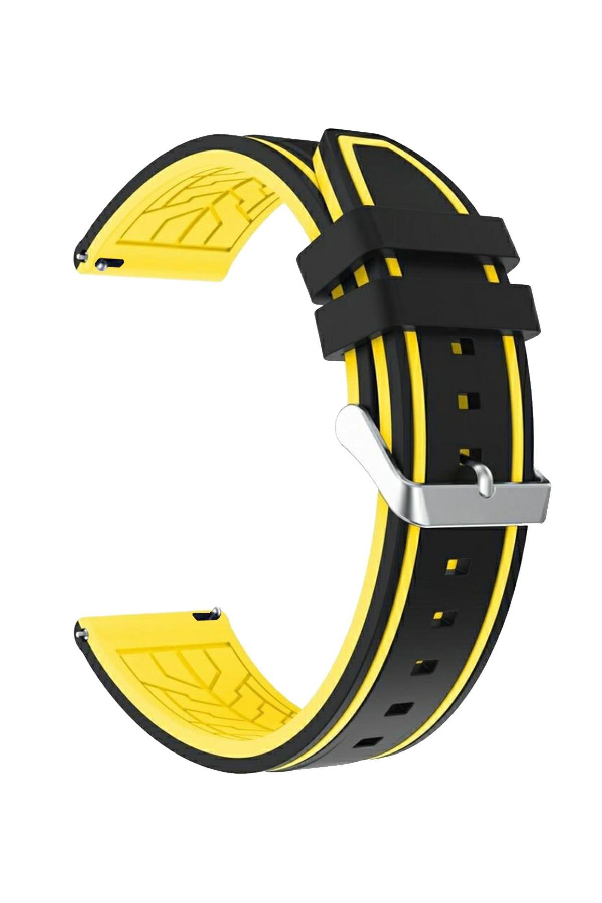 Samsung Gear S3 / Samsung Galaxy Watch 4 5 6 7 / 40 42 43 44 46 47mm Classic Çift Renk Silikon Saat Kordonu Kayışı