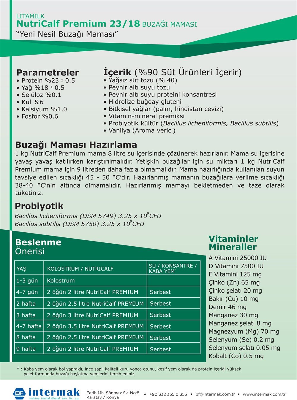 Yem Katkı ÜrünleriLITAMILKNTC 410Litamilk NutriCalf Premium 23/18 ( YENİ NESİL BUZAĞI MAMASI)