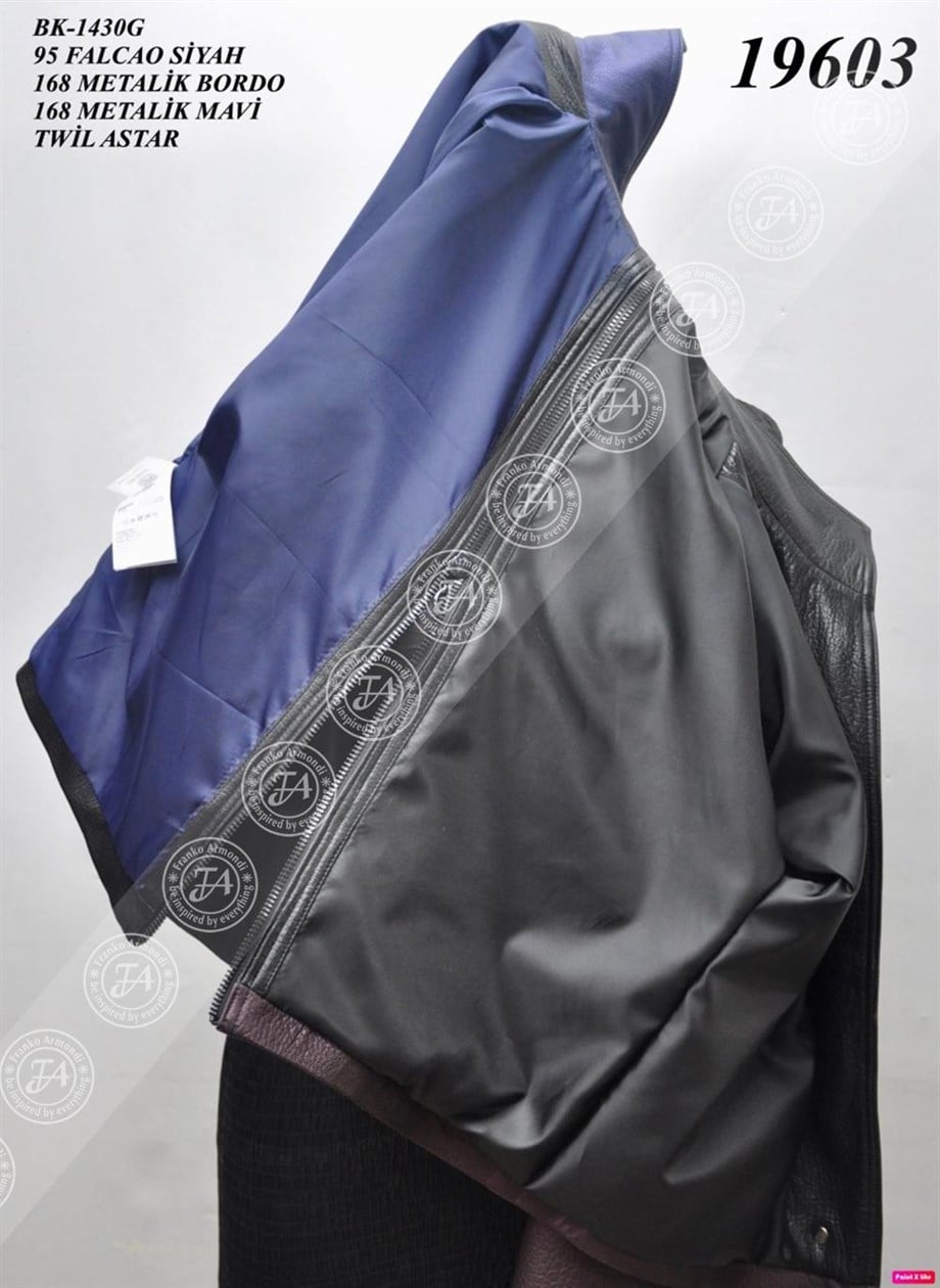 Bayan Gerçek Deri Klasik Kaban  Oversize Siyah bk-1430 G-19603 FA2
