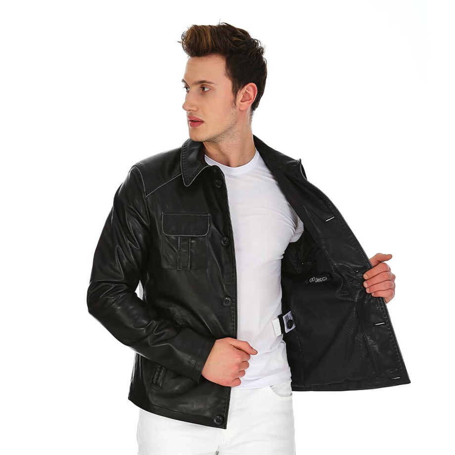 Dinamo Leather Erkek Gerçek Deri Ceket DE-942 - 20022