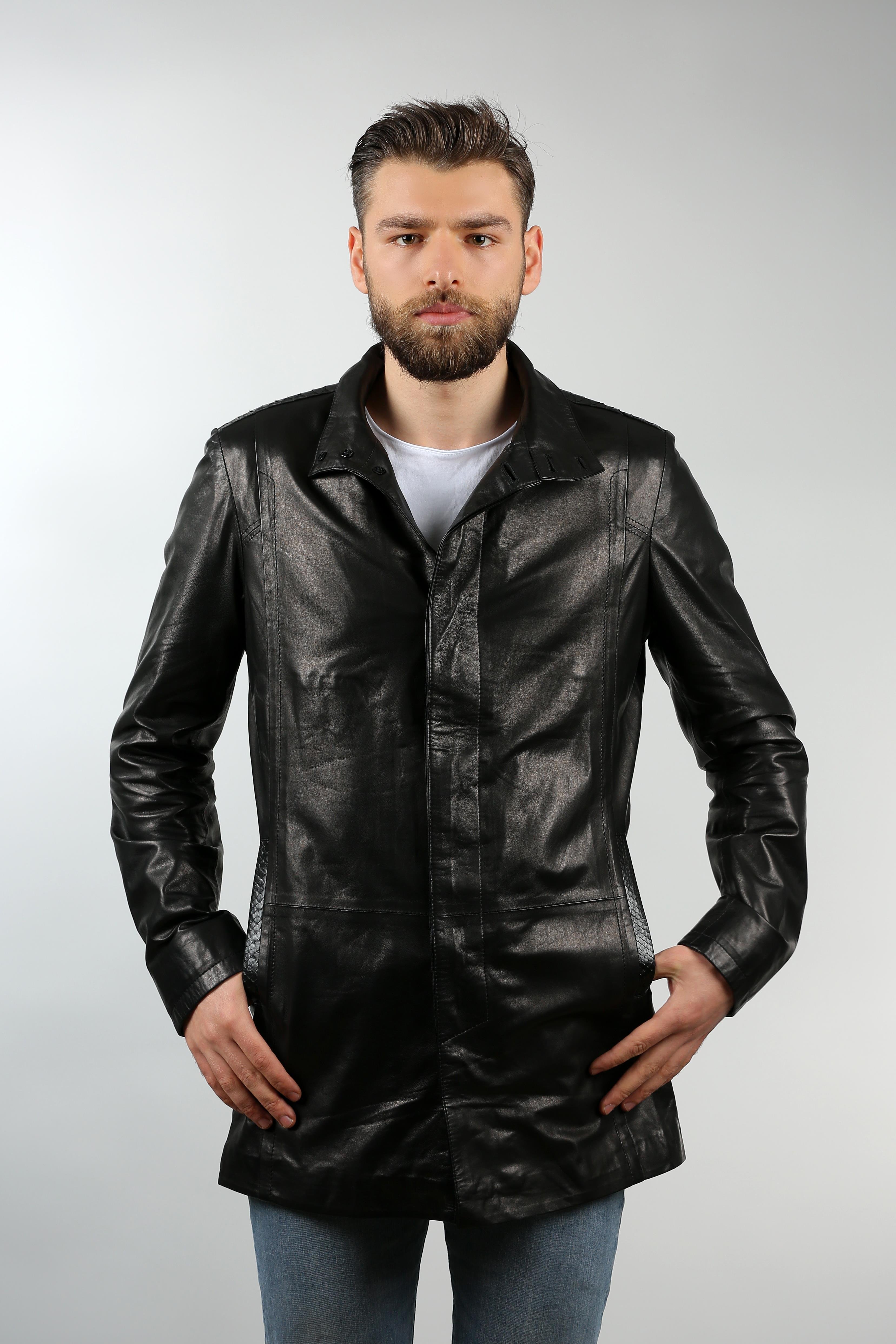 Erkek Gerçek Deri Spor Luxury Kaban lu Siyah ER-293-18344 FA1