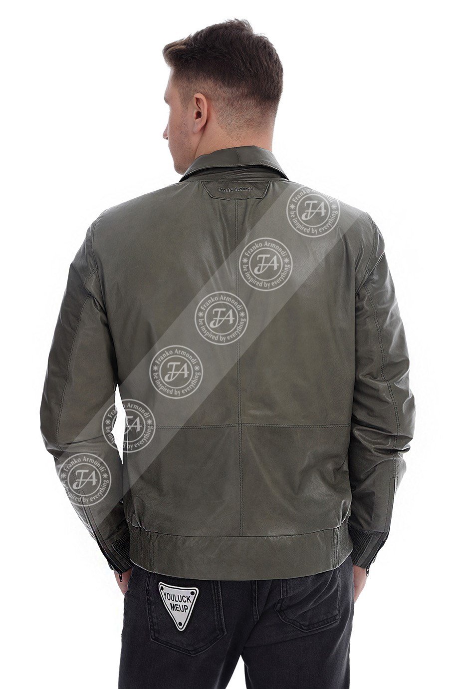 Erkek Gerçek Deri Spor Mont Beli Lastikli Gri K-1361-19673