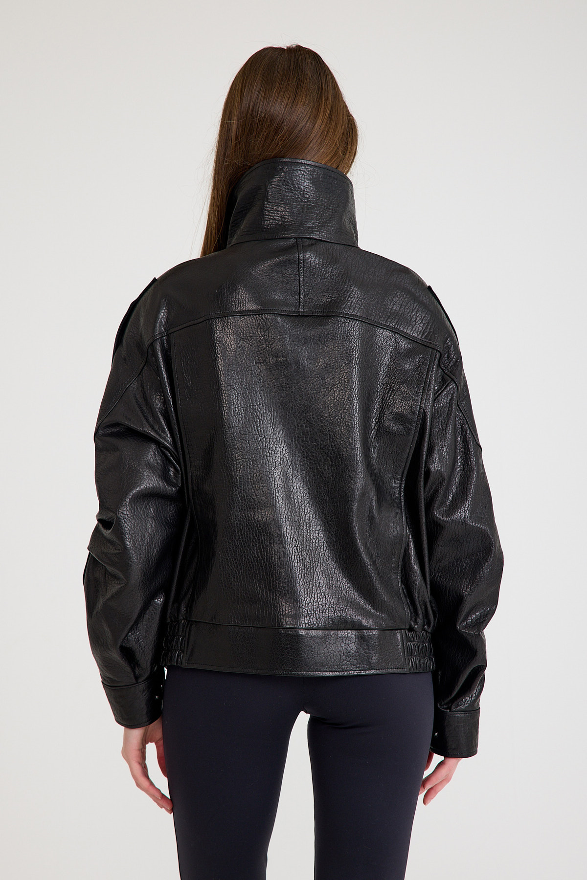 Oversize Bayan Deri Ceket (Kısa) – VB-22-BK-2847-24114