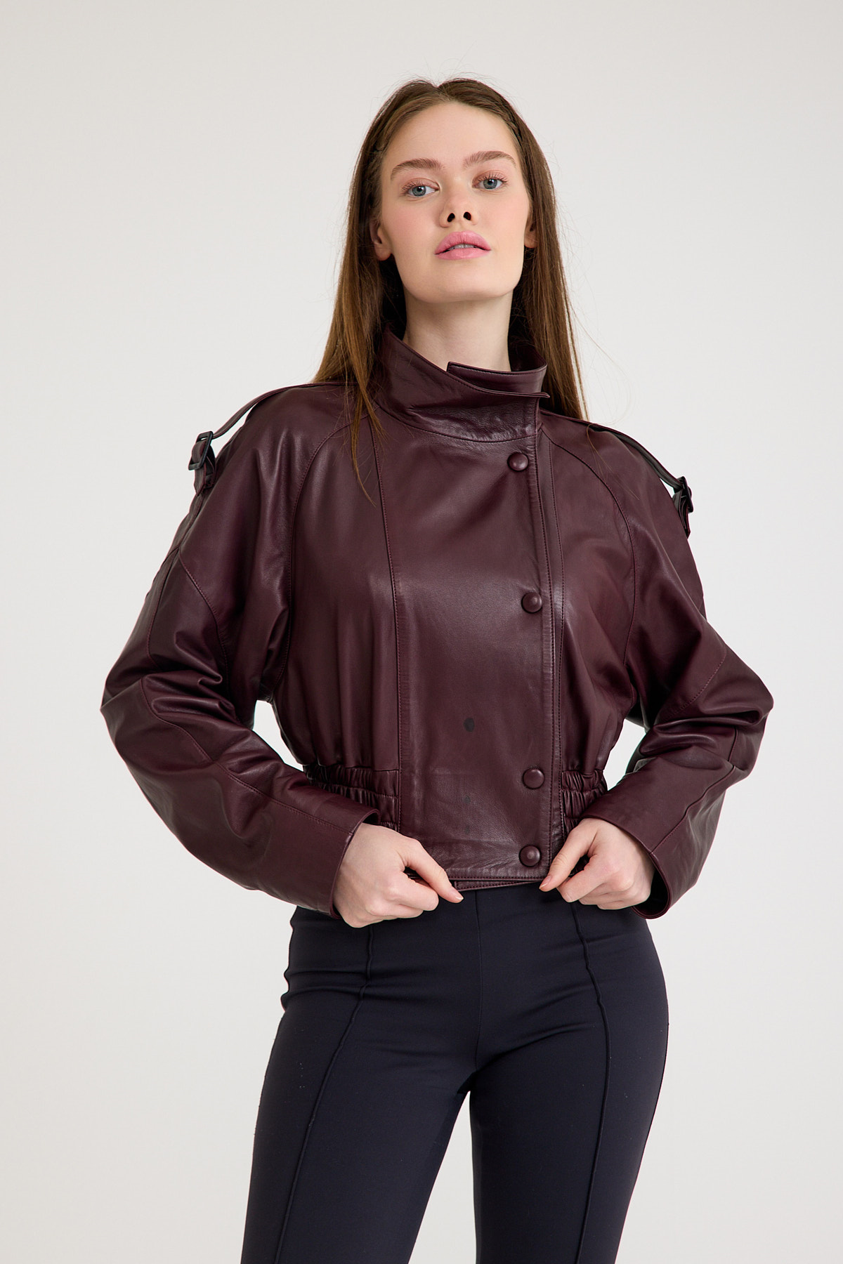 Oversize Bayan Deri Ceket – VB-15-BK-2808-24039