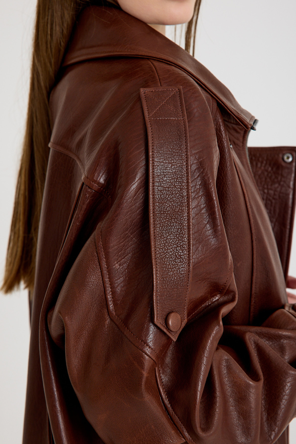 Oversize Bayan Deri Ceket – VB-21-BK-2847-24119