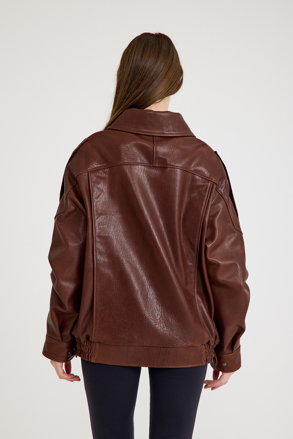 Oversize Bayan Deri Ceket – VB-21-BK-2847-24119