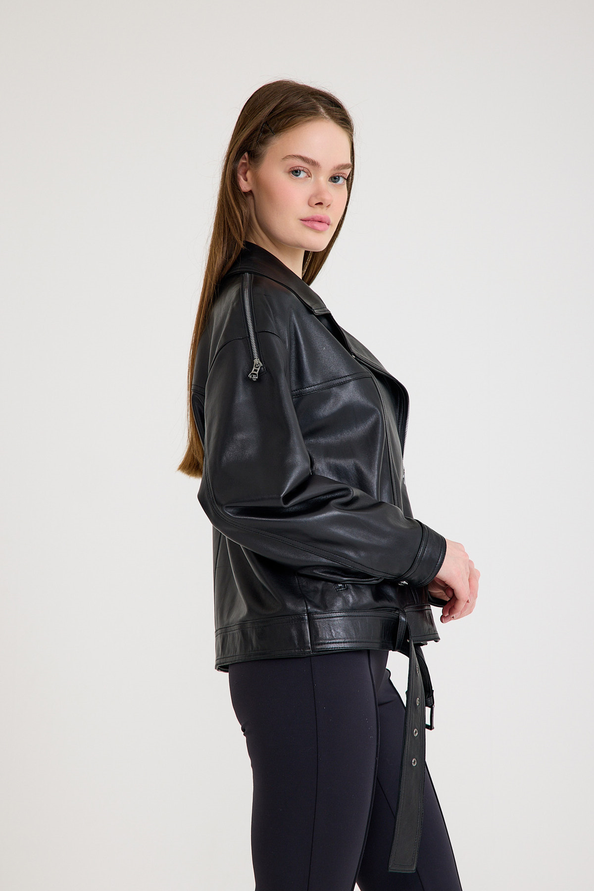 Oversize Bayan Deri Ceket – VB-23-BK-2143-22609