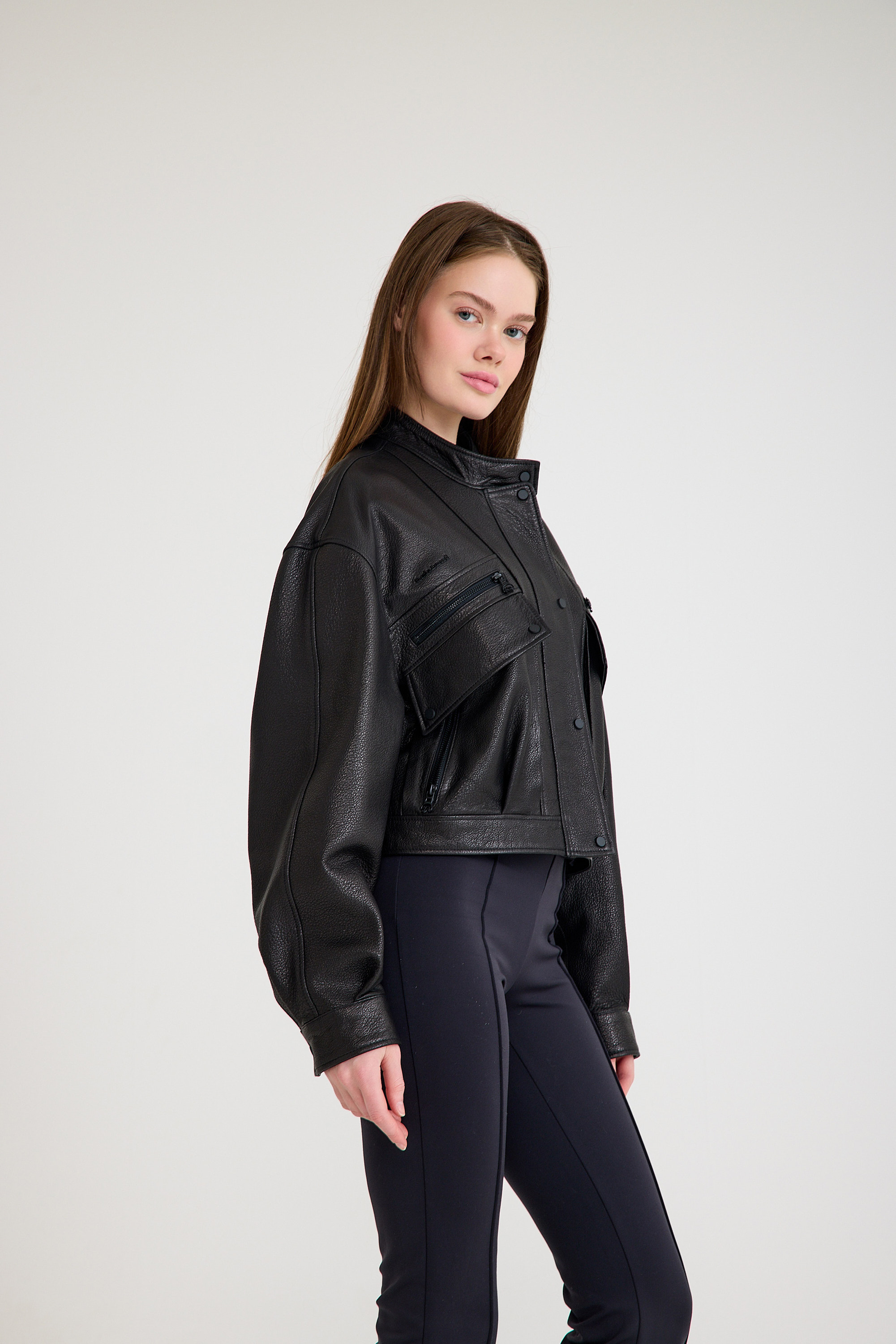 Oversize Bayan Deri Ceket – VB-24-BK-2797-24023