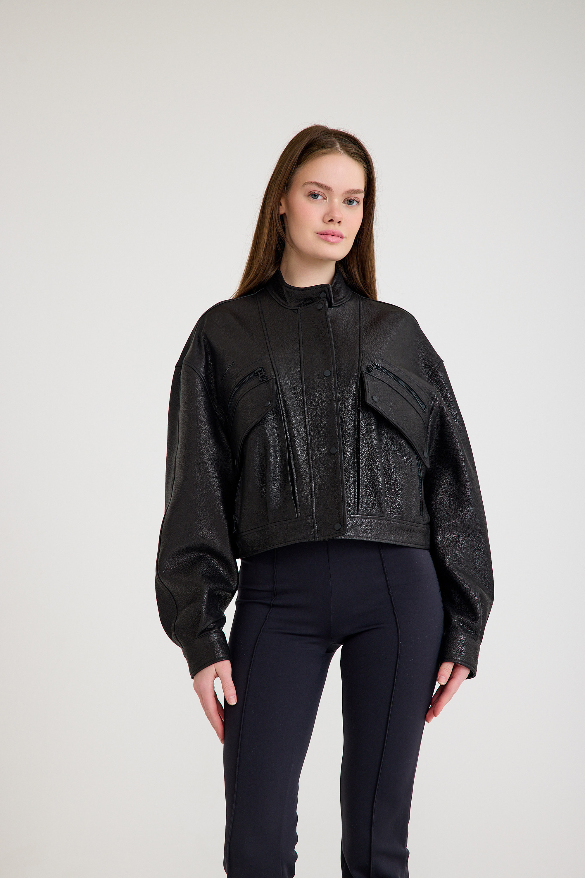 Oversize Bayan Deri Ceket – VB-24-BK-2797-24023