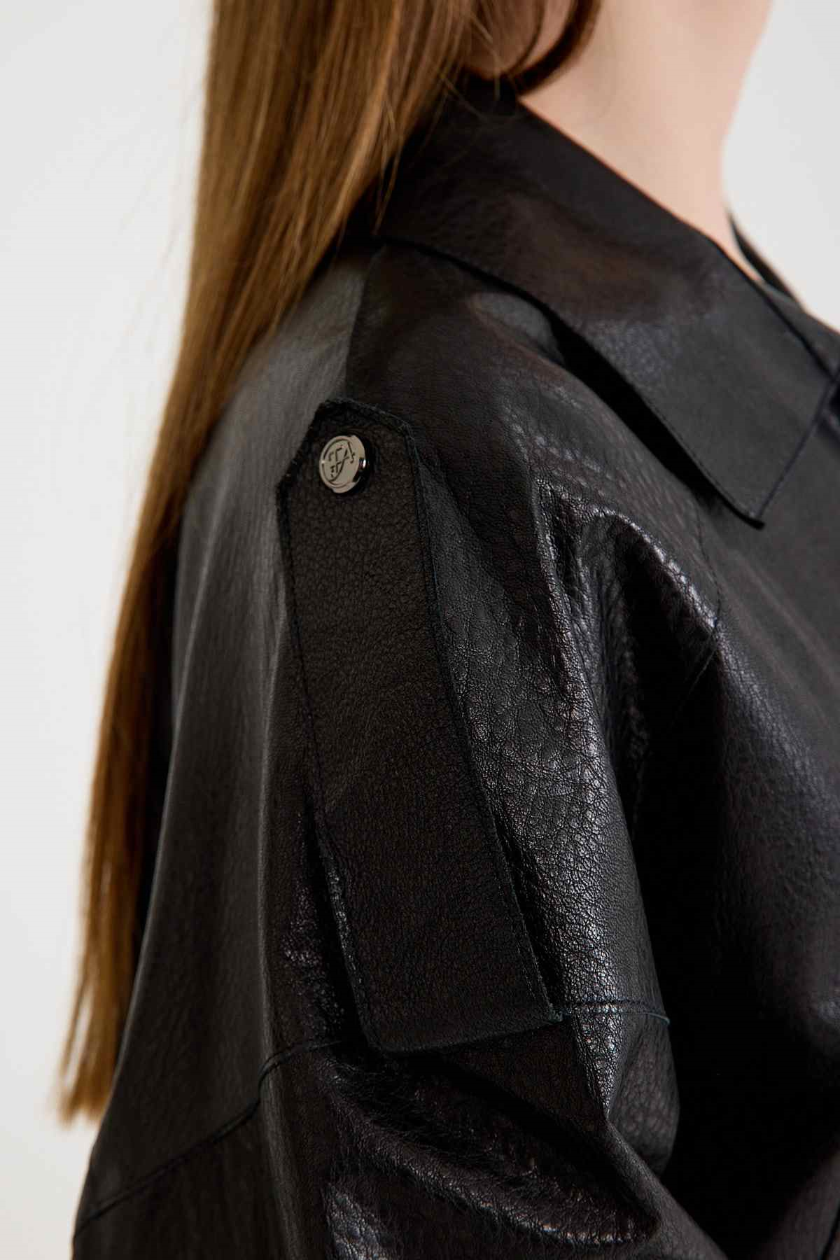 Oversize Bayan Deri Ceket – VB-3 BK-2497 - 23371