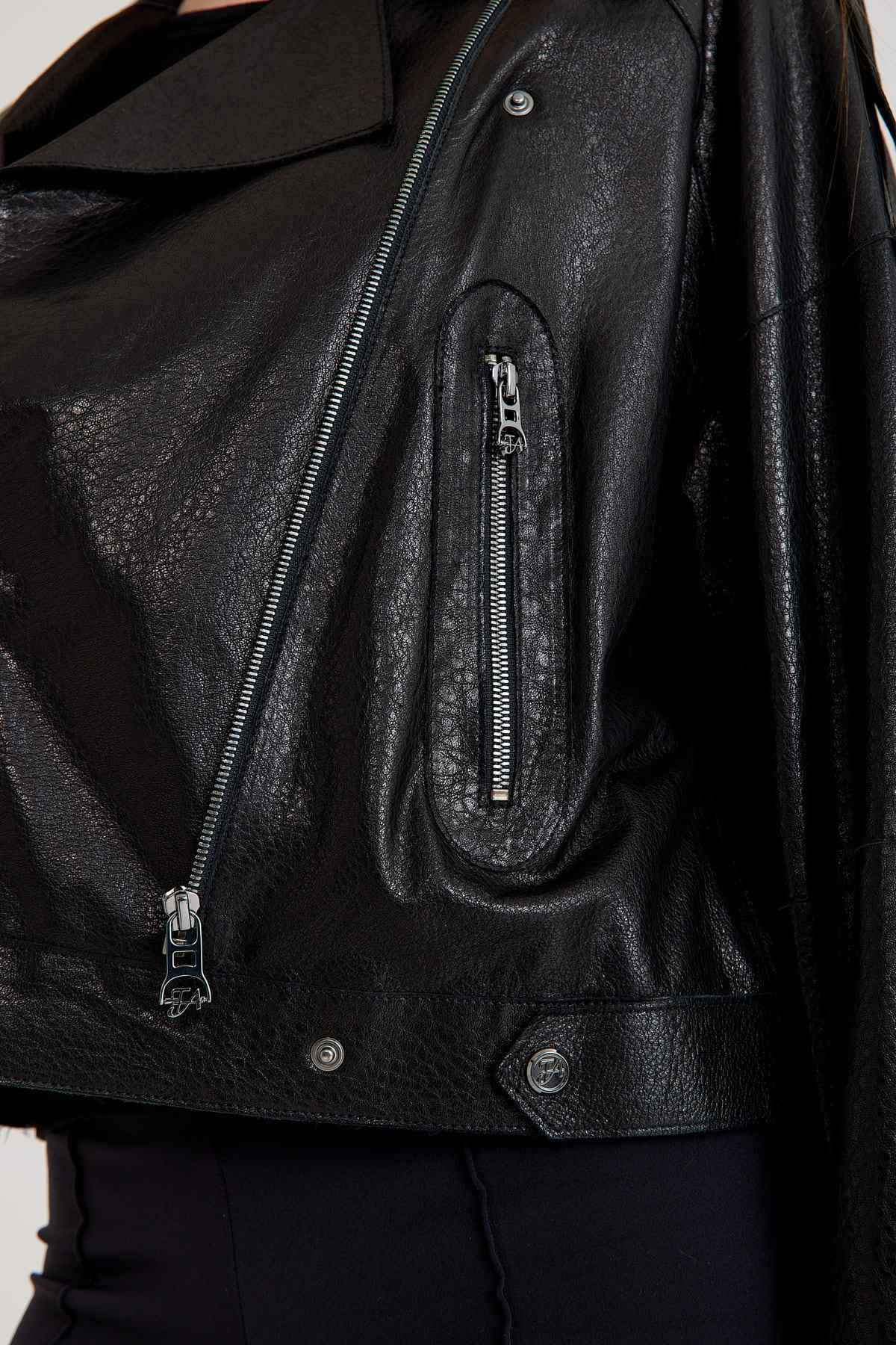 Oversize Bayan Deri Ceket – VB-3 BK-2497 - 23371