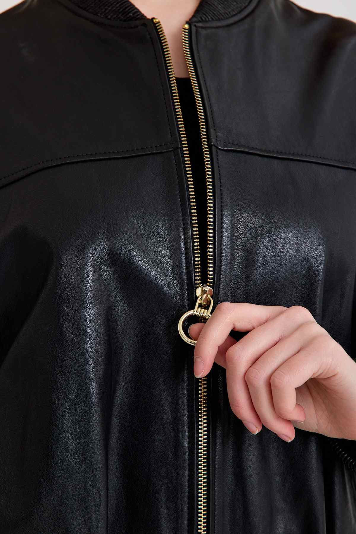 Oversize Bayan Deri Ceket – VB-5 BK-2785 - 24038