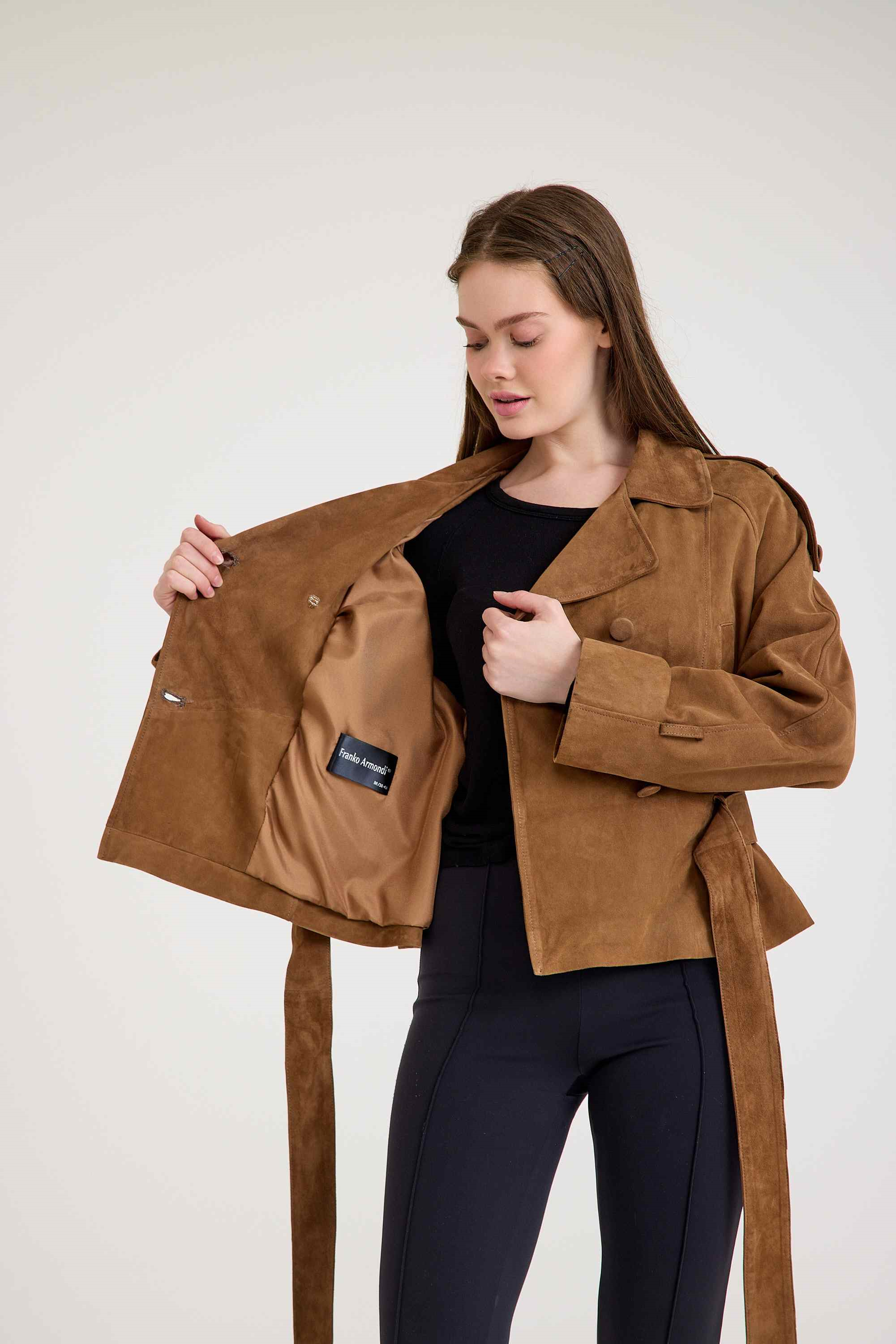 Oversize Bayan Süet Deri Ceket – VB-2 BK-2791 - 24027