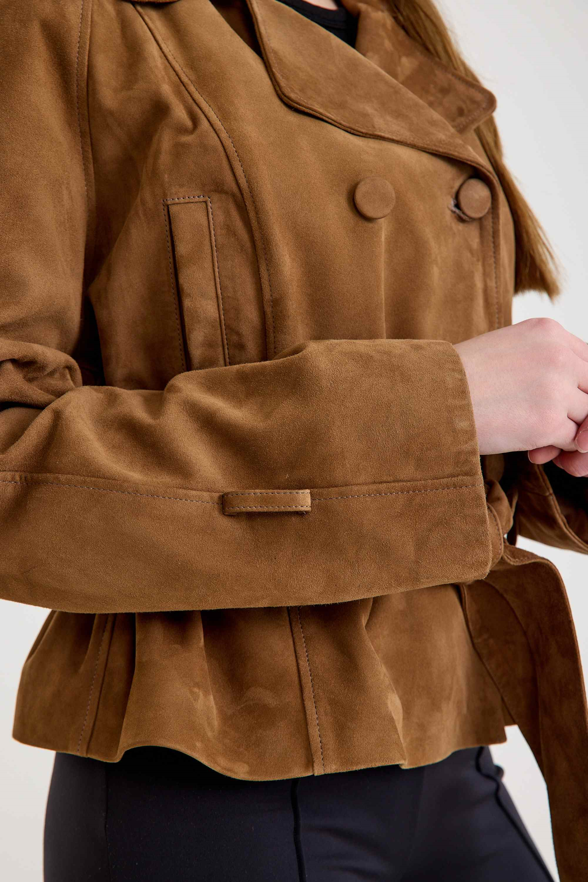 Oversize Bayan Süet Deri Ceket – VB-2 BK-2791 - 24027