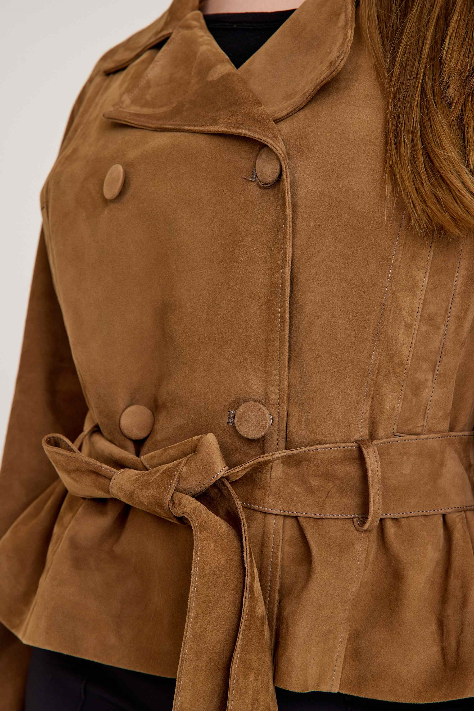 Oversize Bayan Süet Deri Ceket – VB-2 BK-2791 - 24027