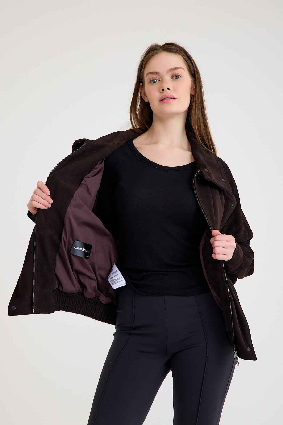 Oversize Bayan Süet Deri Ceket – VB-9-BK-2858-24126